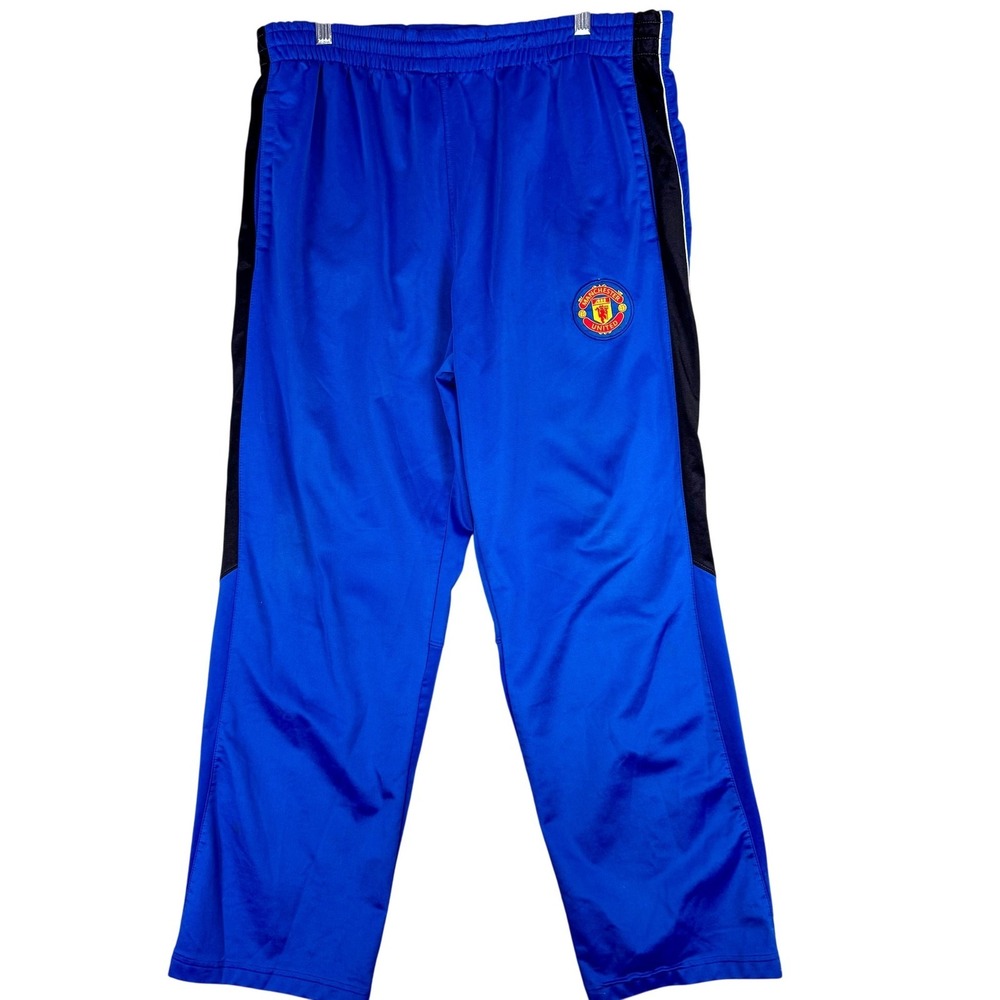 Manchester United Pants Mens Large Blue Soccer Football Track Pants Polyester